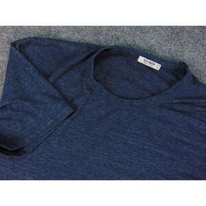 Buck Mason T-Shirt Mens Large Slub Curved Hem Navy Blue Solid Short Sleeve Tee